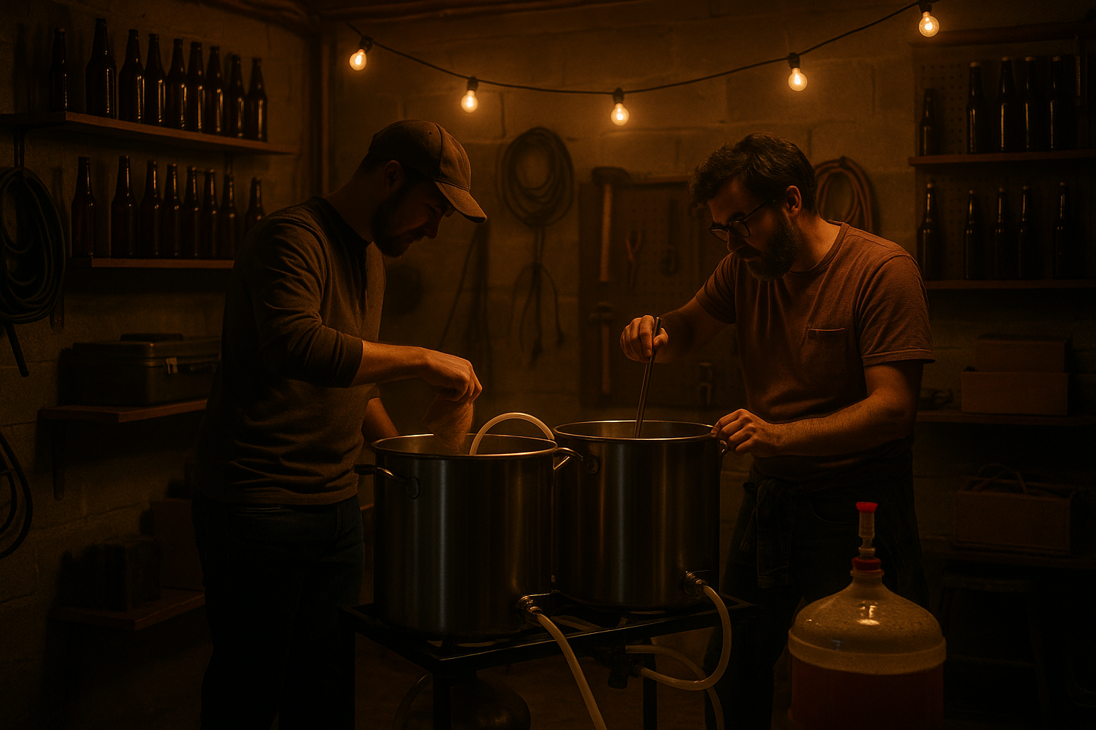 Chris and Kuba brewing in the garage